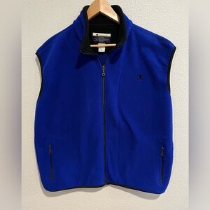 Champion Vintage Mens Full Zip Up Fleece Vest Blue Size Large